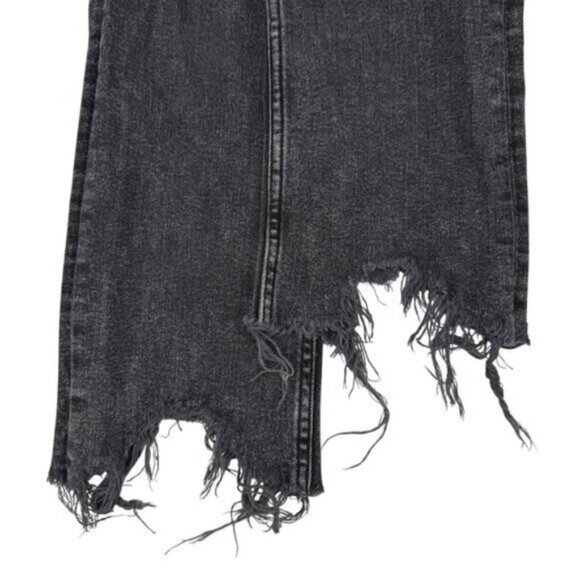Maje High Rise Anthracite Straight Cut Jean With Raw Ripped Hem Size XL / 42 FR - Picture 9 of 9